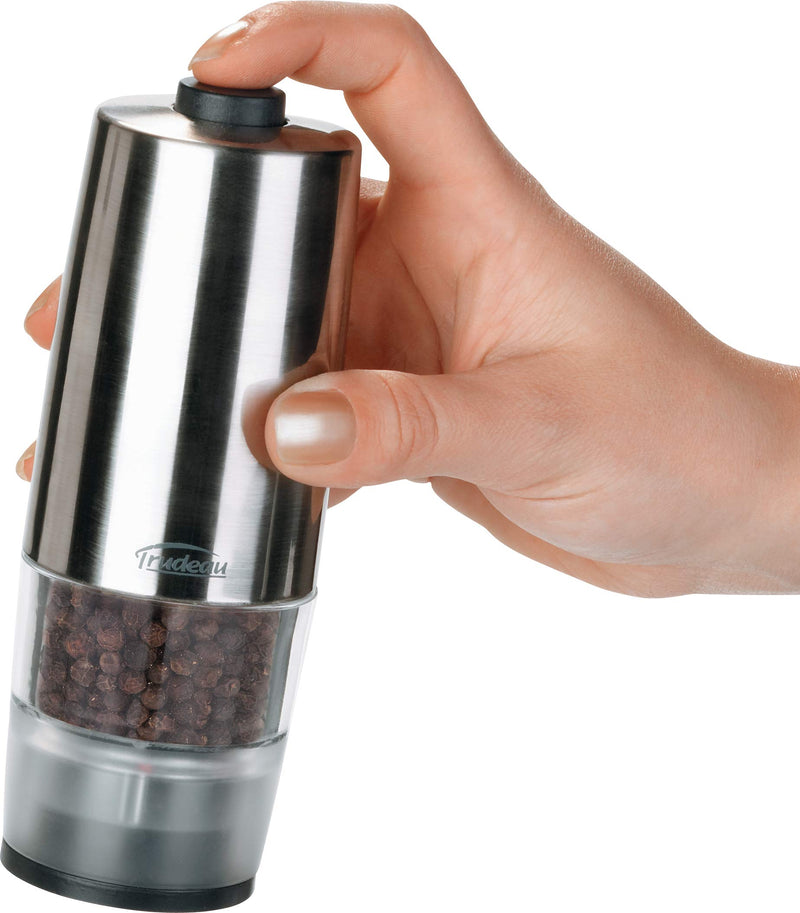 NewNest Australia - Trudeau One-Hand Battery Operated Pepper Mill, Stainless Steel Finish 