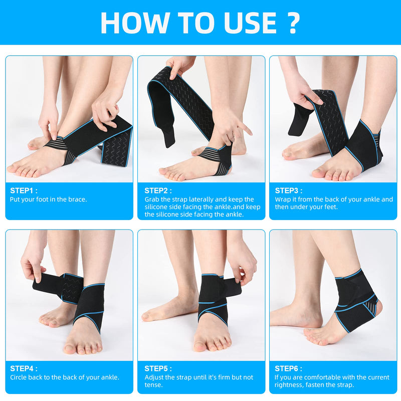 ACWOO Ankle Support Brace, 2 Pack Elastic Adjustable Ankle Brace Wrap Strap, Anti-Slip Breathable Ankle Compression Foot Strap for Sports Protect, Injury Recovery and Pain Relief, One Size Fits All - NewNest Australia
