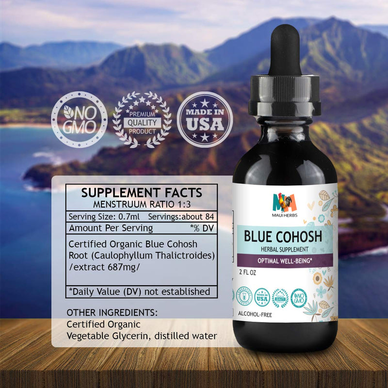 Blue Cohosh Tincture - Non-Alcohol Liquid Herbal Drops with Caulophyllum Thalictroides Root Extract for Uterus Support - Natural Non-GMO Supplement for Menstrual Cramps, Blood Flow - 2oz. - NewNest Australia