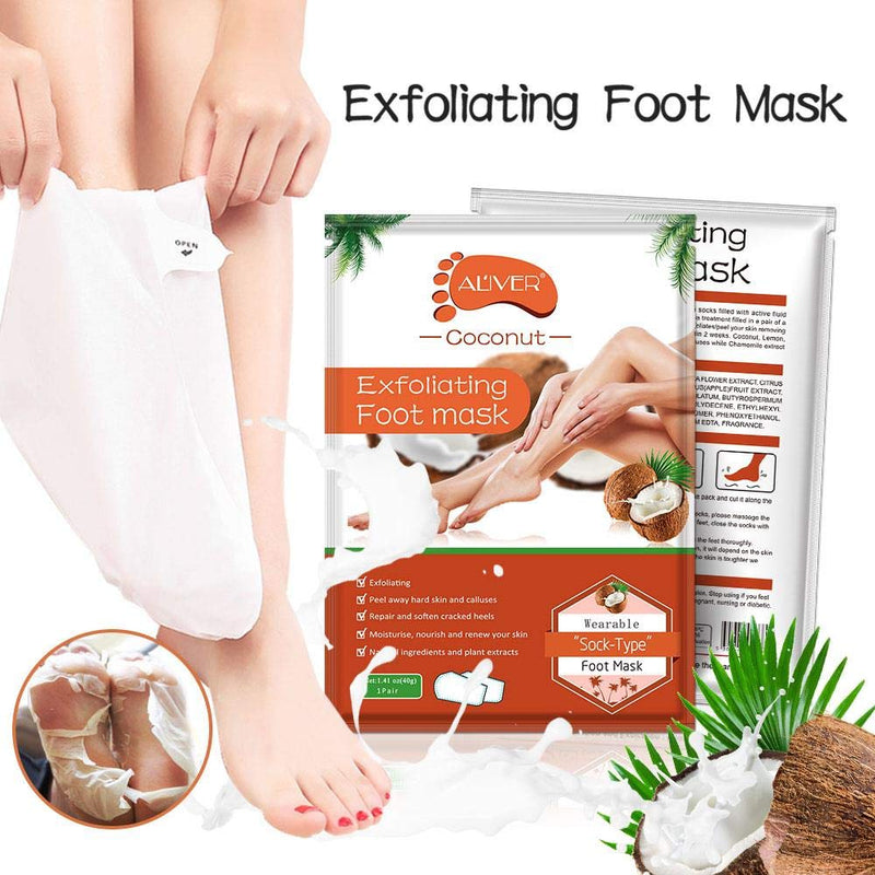 Aliver Coconut Exfoliating Peeling Renewable Foot Mask Socks Removes Dead Skin - NewNest Australia