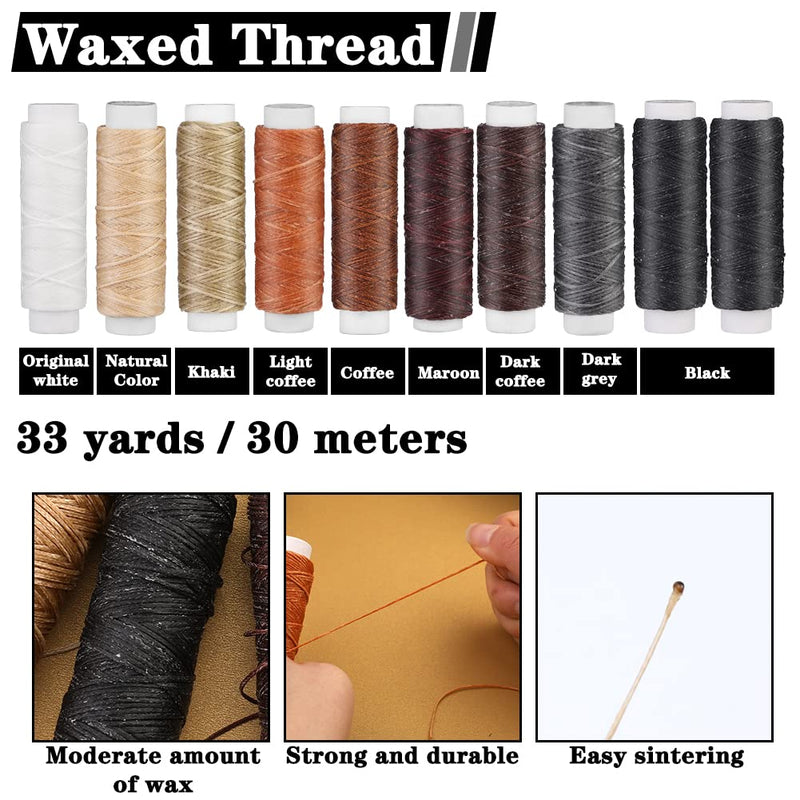 40 Pcs Leather Kit, Leather Sewing Kit with Waxed Thread, Sewing Awl, Seam Ripper and Leather Hand Sewing Stitching Needles, Leather Sewing Tools for DIY Leather Craft - NewNest Australia