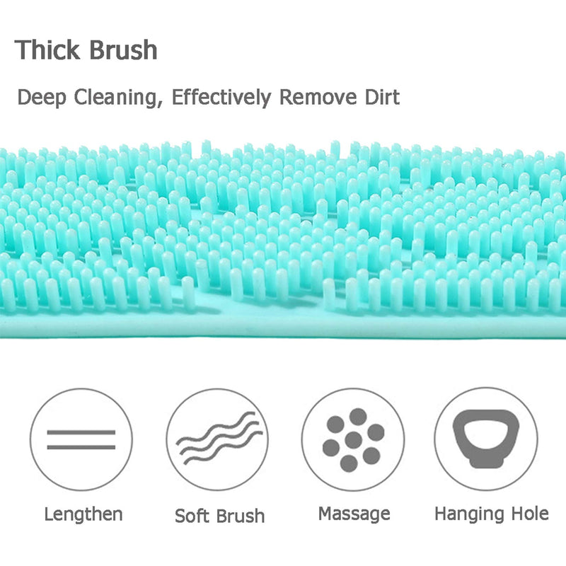 HOTLIKE Silicone Body Brush, Soft Back Scrubber, Shower Belt Bath Shower Brush with Massage Particles, Exfoliating Brush for Men Women, Remove Dirt, Dual Sided, Easy to Clean,Lathers Well(68CM, Green) 68CM - NewNest Australia
