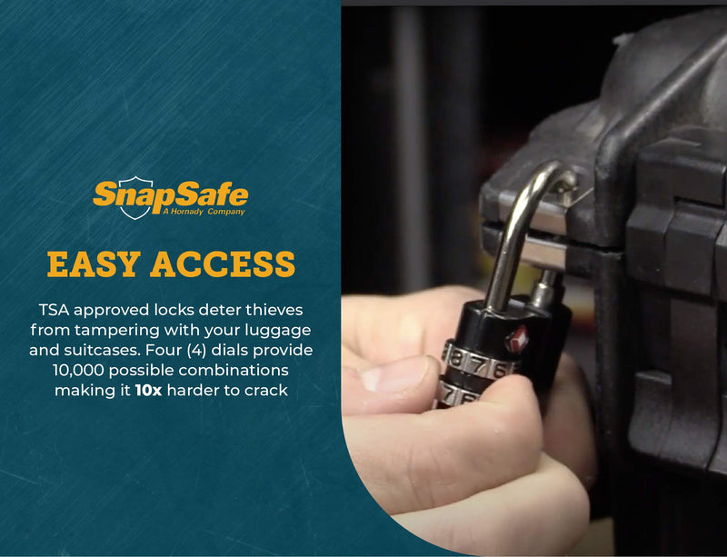 SnapSafe TSA Approved PadLocks 2 Pack, 76020 - All Metal 4 Digit Combination Locks with a Thick Shackle, Inspection Indicator, & Easy to Read Dials-Travel Lock for Hard Case Luggage/Gun Case/Backpacks - NewNest Australia