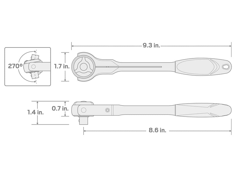 TEKTON 3/8 Inch Drive x 9 Inch Swivel Head Quick-Release Ratchet | 1491 - NewNest Australia