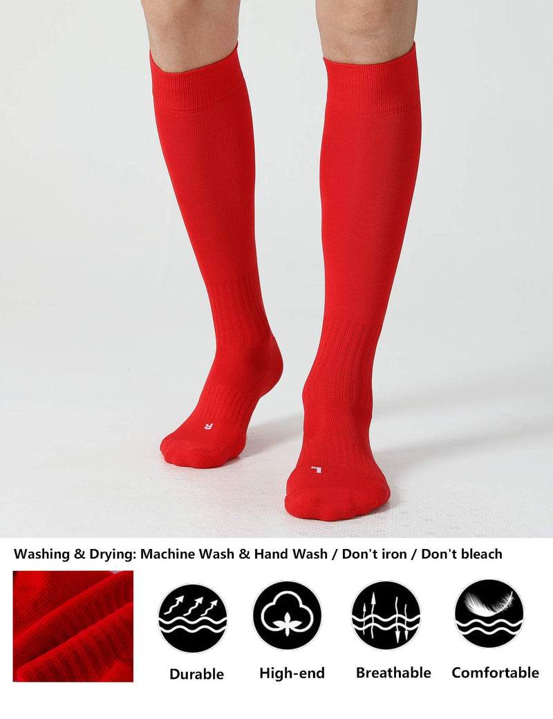 2 / 3 Pack Soccer Softball Baseball Socks for Youth Kids Adult Multi-Sport Socks Red (2 Pack) Medium - NewNest Australia