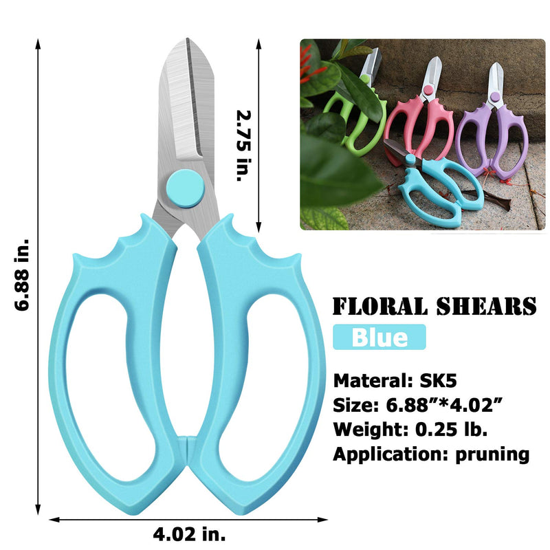 Floral Shears,Professional Flower Scissors,Garden Shears with Comfortable Grip Handle,Pruning Shears,Floral Scissors for Arranging Flowers,Gardening,Pruning,Trimming Plants,Picking,Cutting-Blue Blue - NewNest Australia