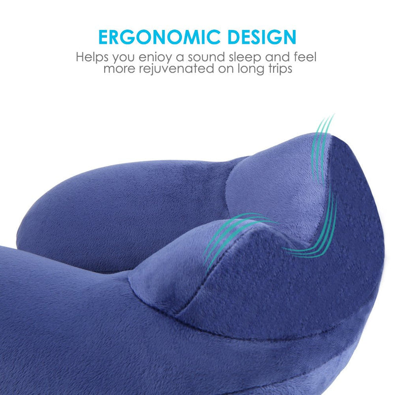 UROPHYLLA Inflatable Travel Pillow, Soft Velvet Inflatable Travel Neck Pillow for Airplanes, Train, Car, Home and Office with Packsack & Comfortable Velvet - Blue Size of Neck: 10.5''~16'' - NewNest Australia
