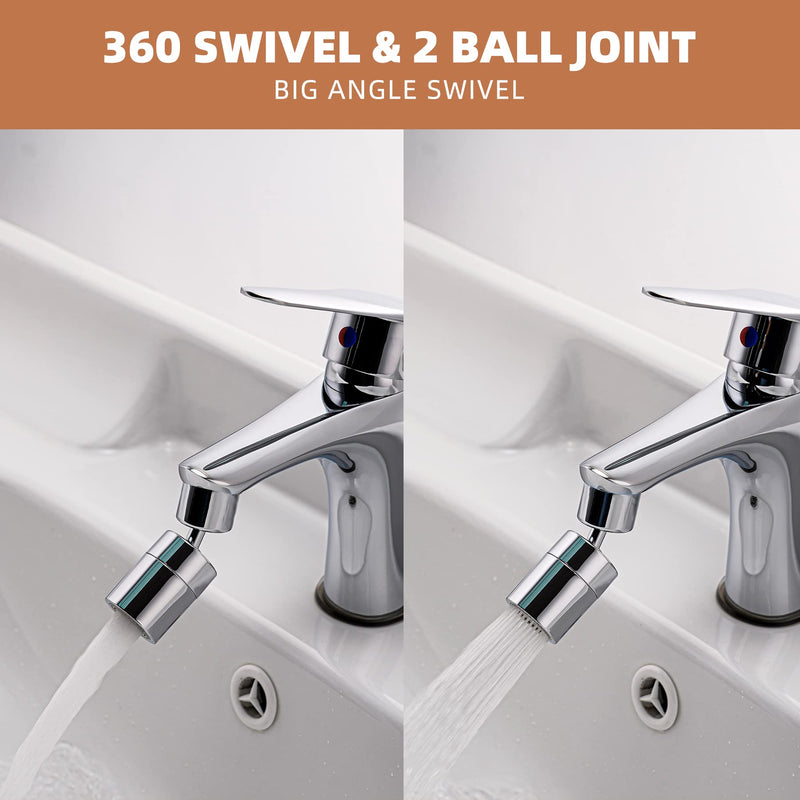 Waternymph Kitchen Sink Faucet Aerator Solid Brass - Big Angle Swivel Faucet Aerator Dual-function 2 Sprayer kitchen faucet attachment swivel sprayer- 360-Degree Swivel - Polished Chrome/ 1.8GPM - NewNest Australia