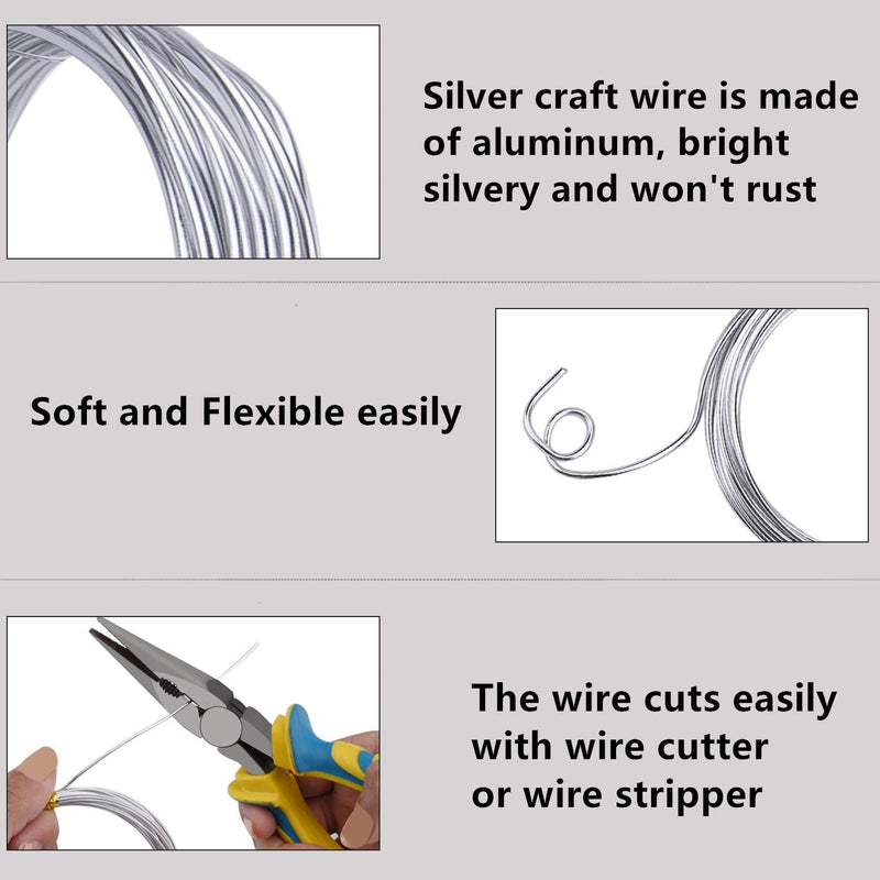 Sunmns 6 Rolls Silver Aluminum Wire, DIY Craft Art Wire, Soft and Flexible Metal Iron Wire, 1mm, 1.5mm, 2mm, 3mm in Thickness - NewNest Australia