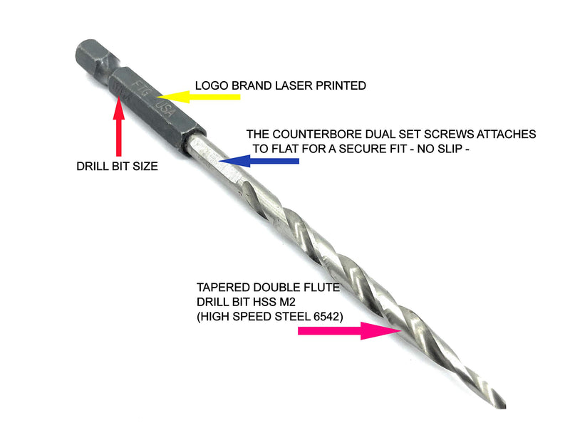 FTG USA 3 Piece Set Same Size #6 (9/64") Replacement Wood Countersink Bit Only - Value Pack - Woodworking Tapered HSS Drill Bit Only #6 9/64" - NewNest Australia