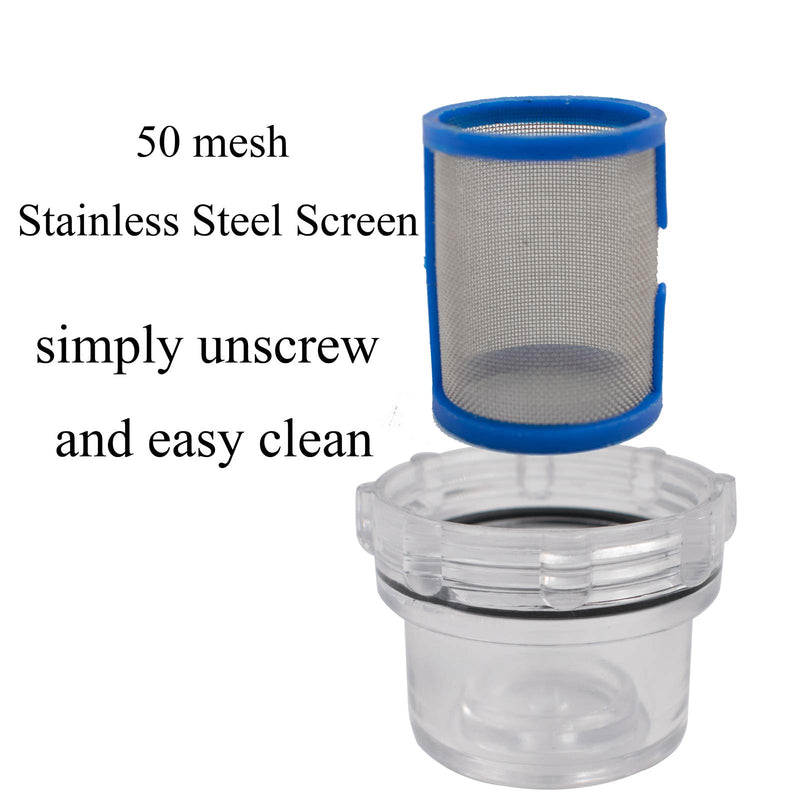 1/2" Water Pump Strainer Filter Outdoor Gardening Clear Economical Strainers RV Replacement Twist-On Pipe Strainer with 50 mesh Stainless Steel Screen Compatible with WFCO or Shurflo Pumps - NewNest Australia