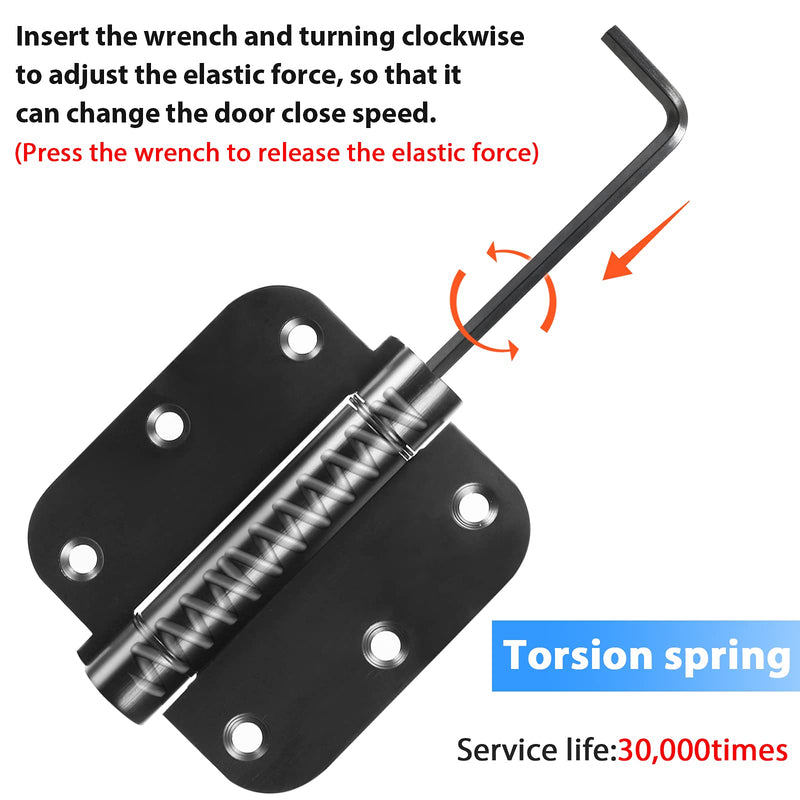 3.5'' Self-Closing Door Hinges, 3.5 Inch x 3.5 Inch Spring Hinges, Stainless Steel Adjustable Door Hinges with 5/8" Radius Corners, 3 Pack Auto Close Hardware Hinges (3.5'' 3pack, Black) 3.5'' 3 Pack - NewNest Australia