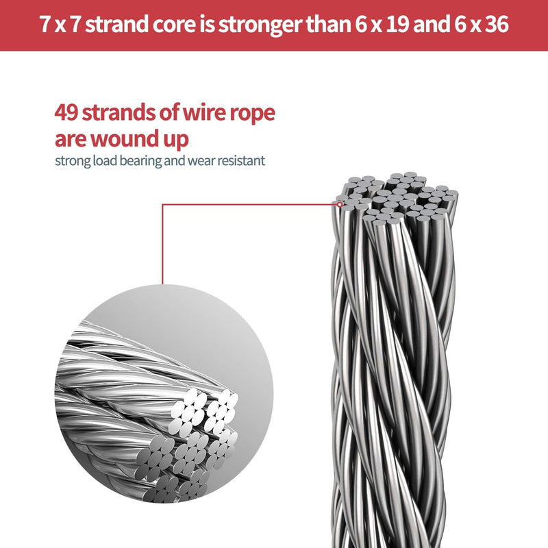26ELE Picture Hanging Wire 50lb, Heavy Duty Stainless Steel Wire Rope for Hanging Picture Frame Mirror and Wall Art, Strong Metal Wire 100Feet with 20PCS Aluminum Crimping Sleeves - NewNest Australia