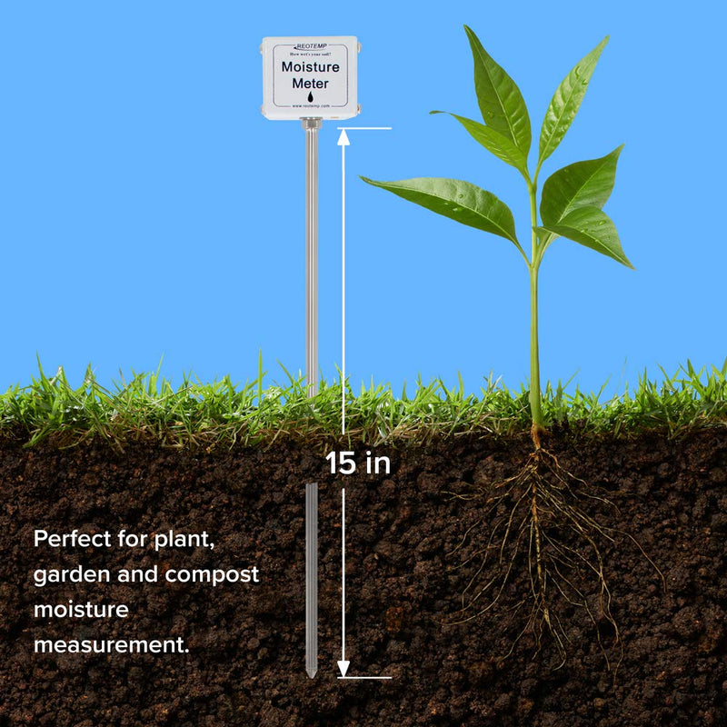 REOTEMP Garden and Compost Moisture Meter (15 Inch Stem), Garden Tool Ideal for Soil, Plant, Farm and Lawn Moisture Testing 15 Inch Stem - NewNest Australia