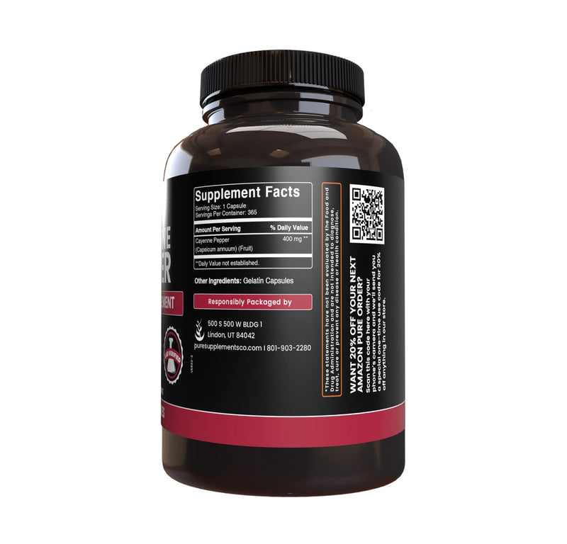 Pure Original Ingredients Cayenne Pepper (365 Capsules) No Magnesium Or Rice Fillers, Pure, Lab Verified - NewNest Australia