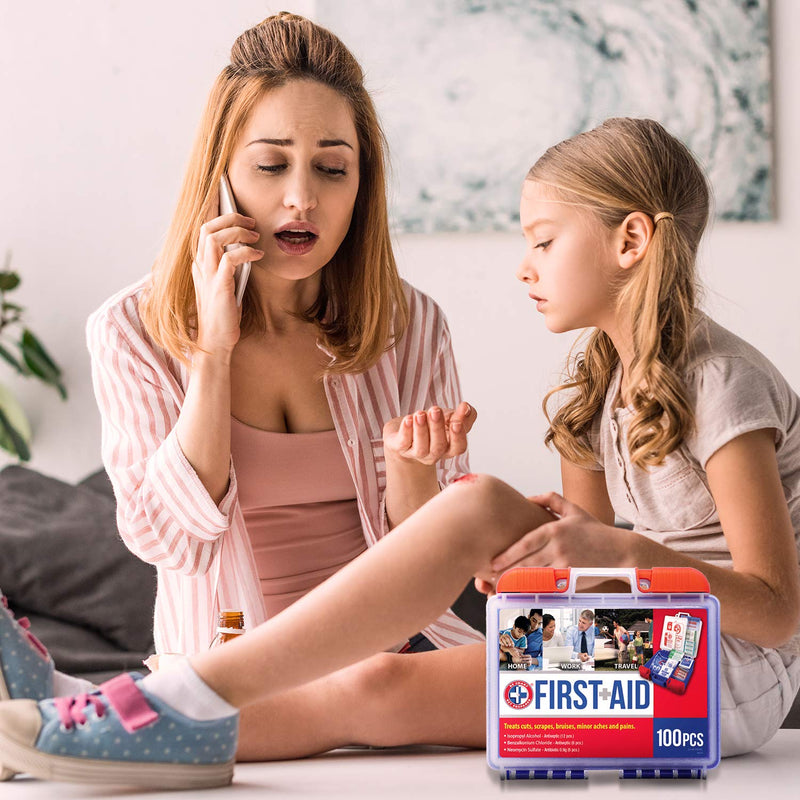 Be Smart Get Prepared 100 Piece First Aid Kit: Clean, Treat, Protect Minor Cuts, Scrapes. Home, Office, Car, School, Business, Travel, Emergency, Survival, Hunting, Outdoor, Camping & Sports - NewNest Australia