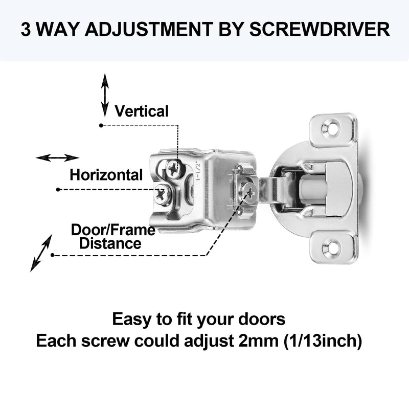 Vallecloud 1-1/2 Inch Overlay Soft Close Cabinet Hinges (4 Pack) , Kitchen Concealed Hinges for Face Frame Door, European Hinges with Brushed Nickel 4 - NewNest Australia