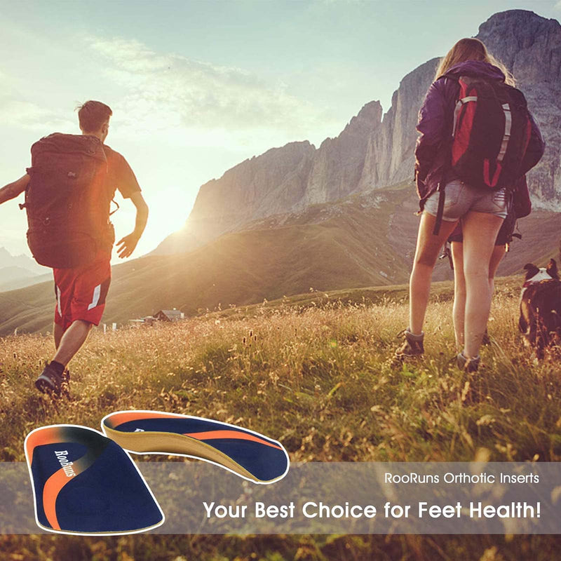 Orthotic Insoles, RooRuns 3/4 High Arch Support Insoles Shoe Inserts for Flat Feet, Plantar Fasciitis, Foot Arch, Feet Fatigue - Heel Cushion for Men, Woman, Deep Blue, Medium (6-9.5 UK) Medium (5.5-8 UK) - NewNest Australia
