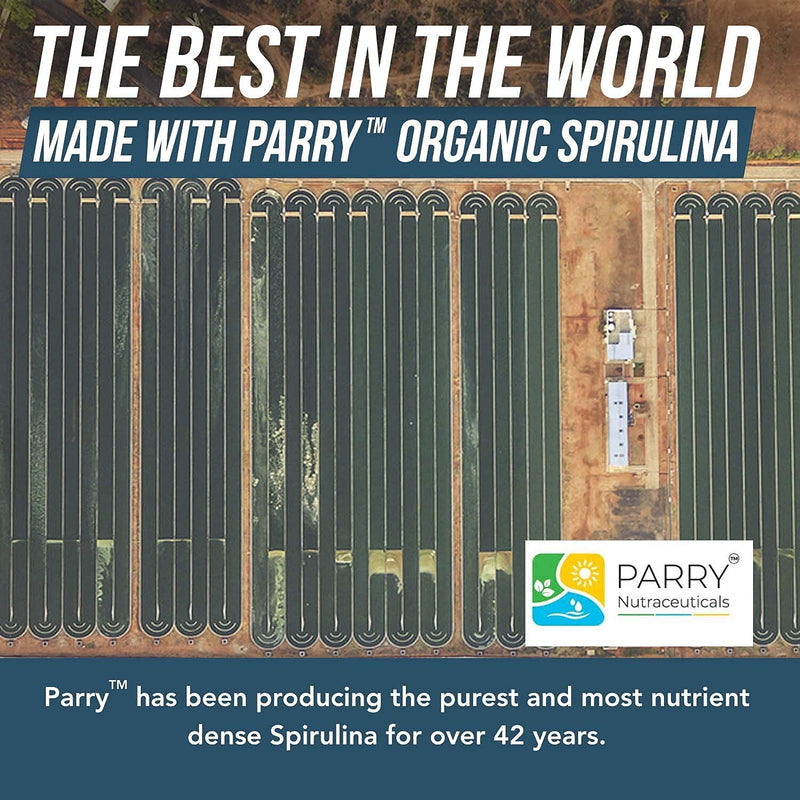 Organic Spirulina Tablets (360 Tablets) - Made with Parry® Spirulina, The Best Spirulina in The World, Highest Nutrient Density - Non-Irradiated, 4 Organic Certifications (90 Servings) 360 Count (Pack of 1) - NewNest Australia