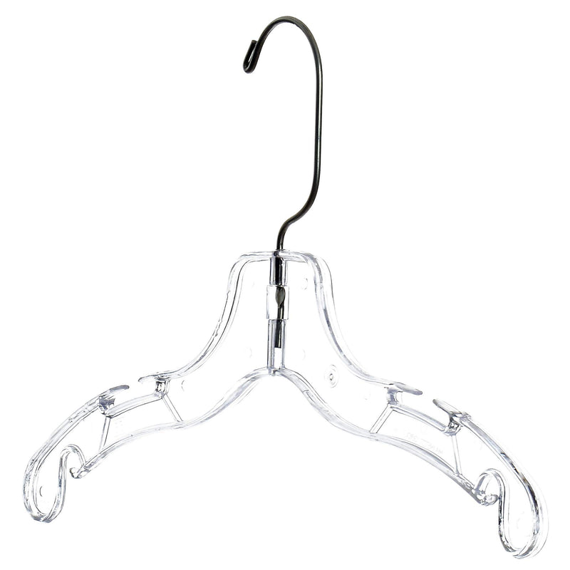 NewNest Australia - Mainetti 5075 Clear Plastic Hangers with 360 Swivel Metal Hook and Notches for Straps, Great for Children's Shirts/Tops/Dresses, 12 Inch (Pack of 10) 