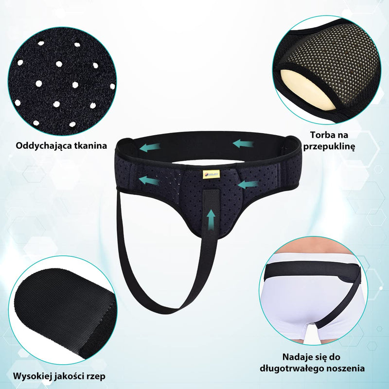 Tenbon Hernia Belt For Men And Women, Flexible Adjustable Hernia Belt, Hernia Support, Pain Relief With Removable Compression Pads For Left And Right Fracture (Black, M) - NewNest Australia