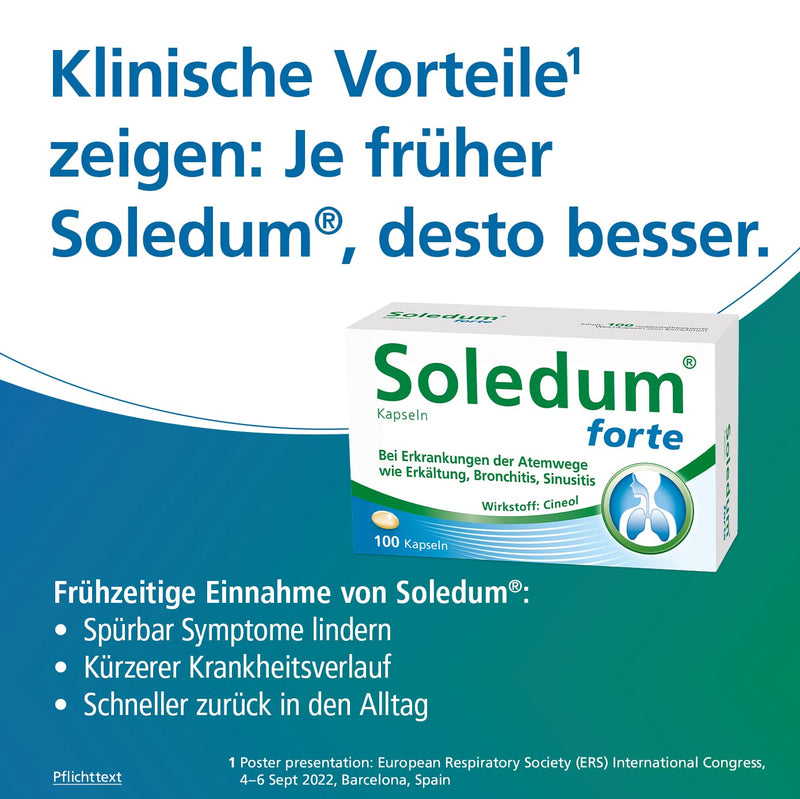 Soledum capsules forte | Cold capsules with cineole for inflammation of the respiratory tract such as bronchitis 50 capsules (Soledum capsules forte, 100 capsules) Soledum capsules forte 100 pieces (pack of 1) - NewNest Australia