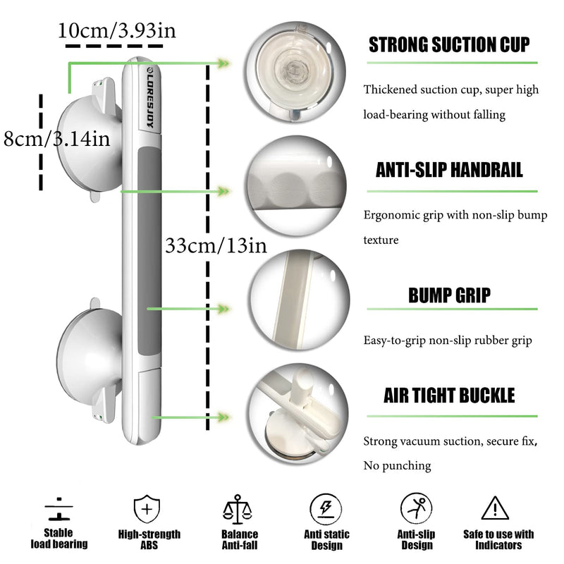 Suction Bathroom Grab Rails, Mobility Support Safety Handle, Grab Rails for Elderly, Suction Grab Rails for Bathroom with Suction Cup Fitting, Bath Grab Rail Suction Disability Aids 1pcs - NewNest Australia