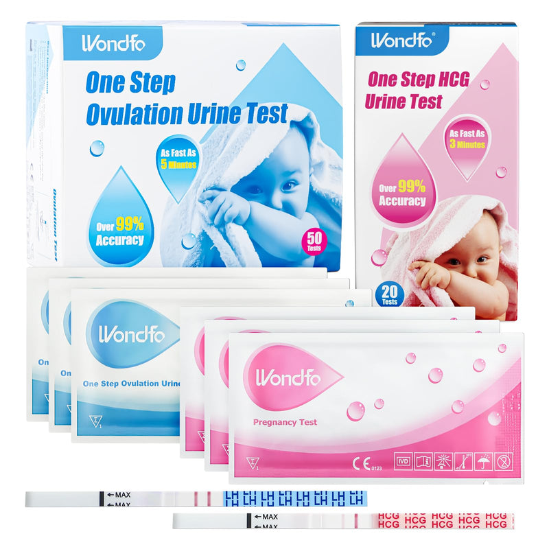 Wondfo Ovulation Test x 50 Pregnancy Test x 20 Ultra Early Test Sensitivity of 10 mIU/ml Pregnancy Test Strips Quick Detection OPK Pack of 70 (Pack of 1) - NewNest Australia