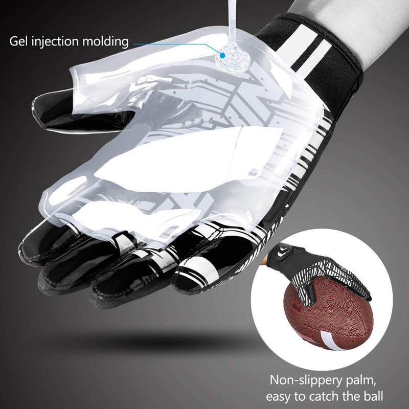 NICEWIN Football Gloves Adult Football Receiver Gloves for Men and Women White Medium - NewNest Australia