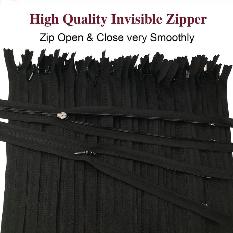 40PCS Nylon Invisible Zipper Tailor DIY Sewing Tools for Garment/Bags/Home Textile(9 inch,Black) 9 inch Black - NewNest Australia