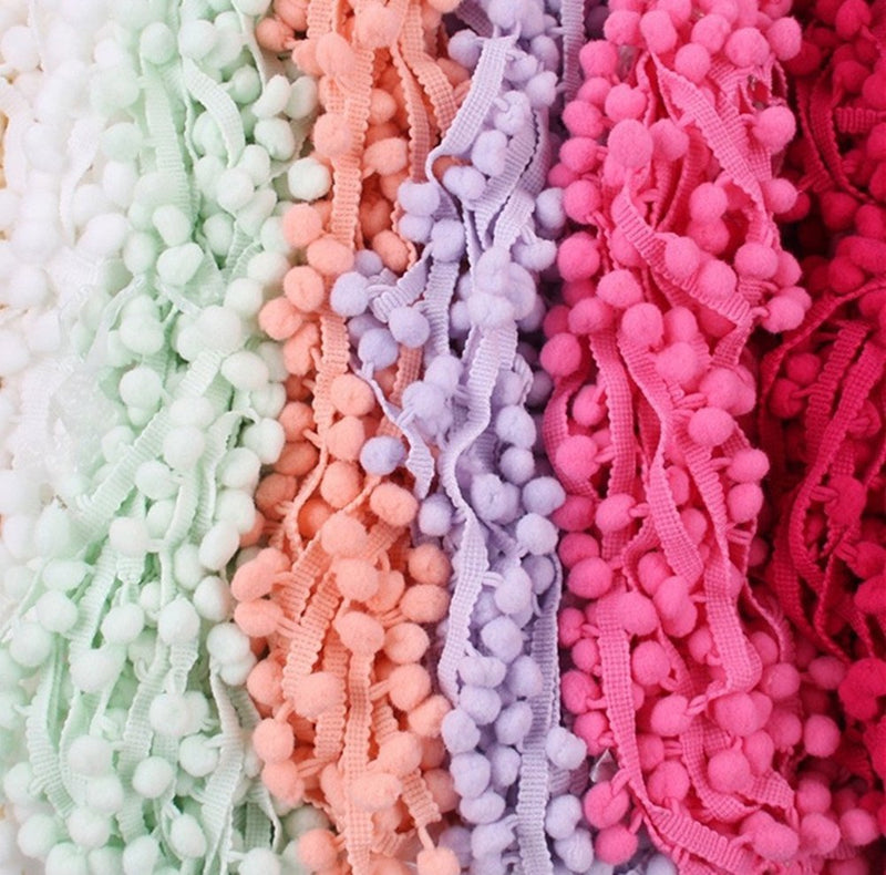 20 Yards Pom Poms Fringe Ball Trim Sewing Ribbon Embroidered Lace Tassel Applique for Clothing Accessories Bedding Quilting Crafts Supplies (Aqua) Aqua - NewNest Australia