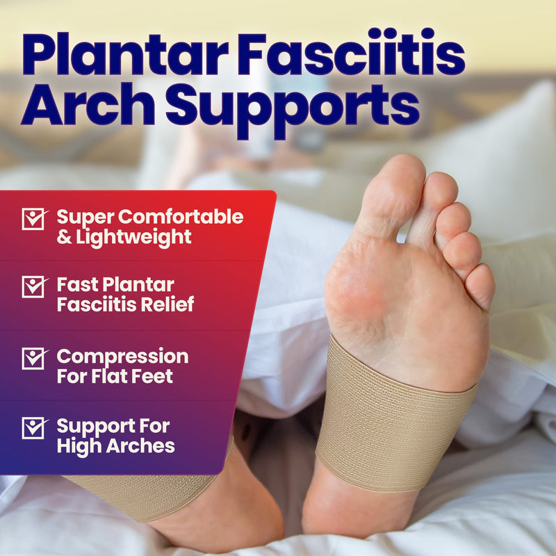 Plantar Fasciitis Brace Arch Supports – Effective Foot and Heel Pain Relief Sleeves Helps Sore Heels Spurs, Flat Feet and High Arches Comfortable Copper Infused Beige Copper Arch Support - Beige - NewNest Australia