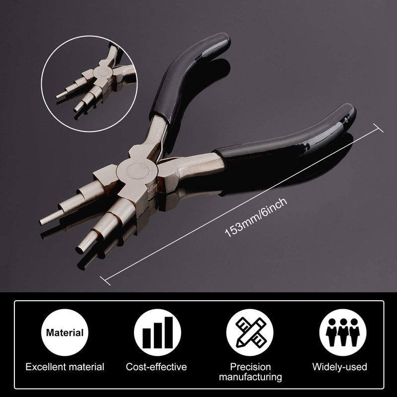 BENECREAT 6 in 1 Bail Making Pliers Wire Looping Forming Pliers with Non-Slip Comfort Grip Handle for 3mm to 9.5mm Loops and Jump Rings, Black - NewNest Australia