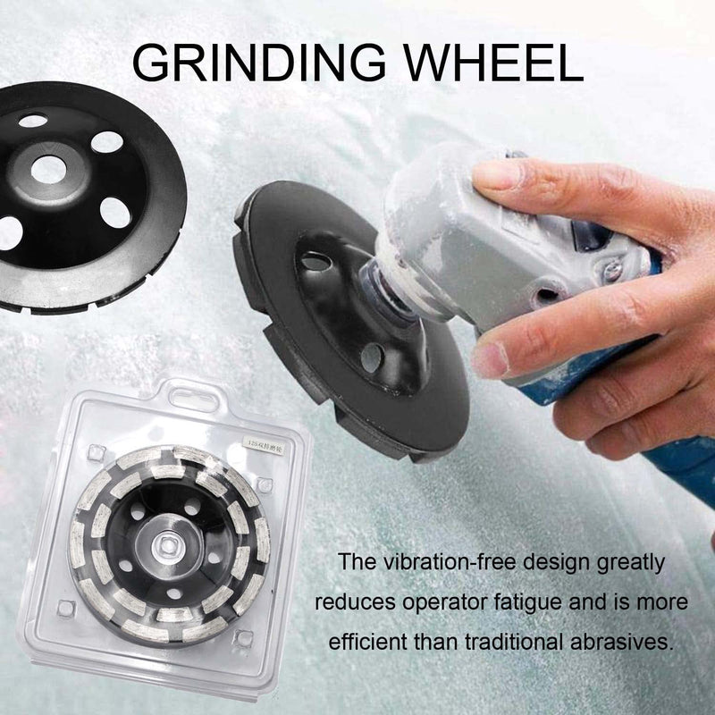 Double Row Diamond Cup - Surface Grinding Wheel, 5 Inch Heavy Duty Turbo Row Segment Grinder Disc Tool for Angle Grinder Polishing Concrete Masonry Granite Cleaning (125MM) 125MM - NewNest Australia