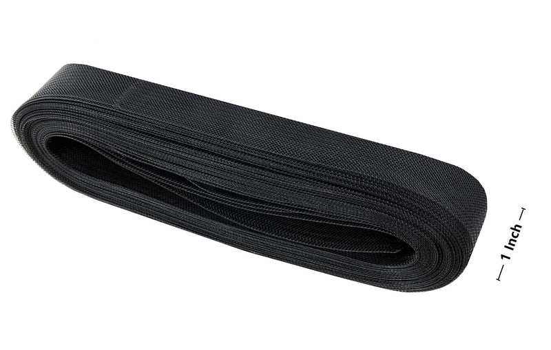 Abbaoww Polyester 1 Inch 50 Yard Stiff Horsehair Braid for Polyester Boning Sewing Wedding Dress Dance Gowns Dress Accessories, Black - NewNest Australia