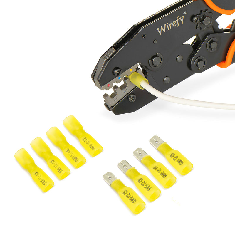 90 PCS Wirefy Female Spade Connectors - Heat Shrink Spade Connector Kit - Quick Disconnect Wire Connectors - Electrical Spade Terminals - Yellow 12-10 Gauge - NewNest Australia