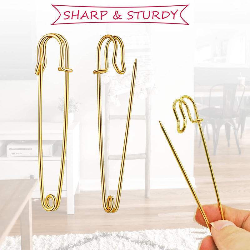 Urmspst Safety Pins (2022 New), 4" Large Safety Pins Pack of 15 for Clothes Leather Canvas Blankets Crafts Skirts Kilts, Extra Large Safety Pin Heavy Duty Safety Pins (Gold) Gold - NewNest Australia