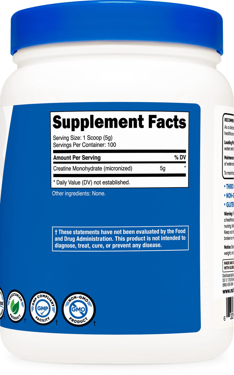 Nutricost Creatine Monohydrate Micronized Powder 500G, 5000mg Per Serv - Pure Micronized Creatine Monohydrate 1.1 Pound (Pack of 1) - NewNest Australia