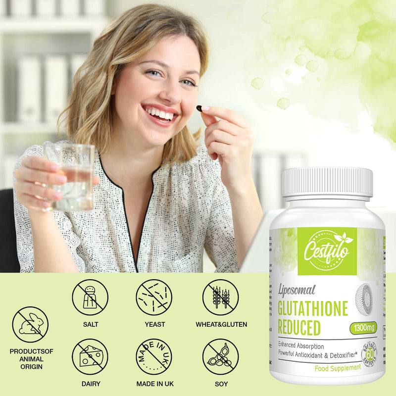Cestfilo Liposomal glutathione reduces 1300 mg, active form L glutathione reductase (GSH), powerful antioxidant for optimal cell protection - NewNest Australia