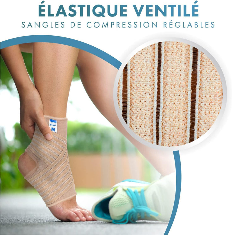 Actesso Ankle Support Sleeve with Strap - The Ultimate Support for Weak Ankles, Sprains and Sports Injury. Ideal for Men & Women & Left or Right (S (Pack of 1), Beige) S (Pack of 1) - NewNest Australia