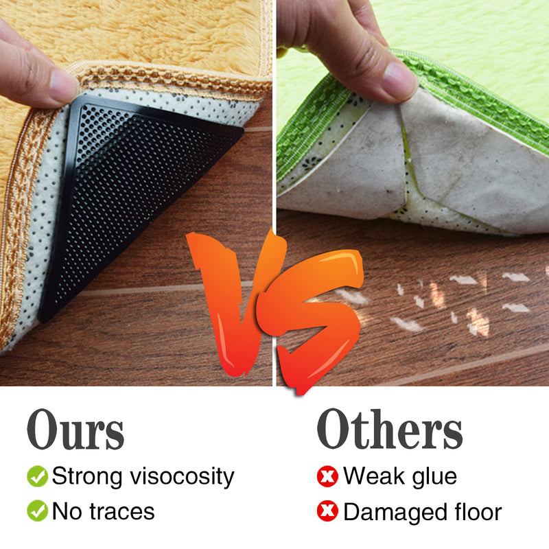 ZC GEL Rug Grippers for Hardwood Floors (8 pcs), Anti Slip Rug Grippers with Non Curling Washable and Reusable Non-Trace Removable Eco-Friendly Carpet Gripper for Tile Floors,Carpets,Floor Mats,Black - NewNest Australia