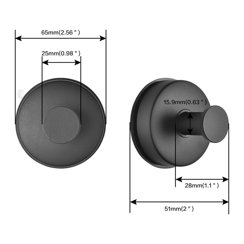 NewNest Australia - JOMOLA 2PCS Stainless Steel Bathroom Towel Hook Suction Cup Holder Utility Shower Hooks Hanger for Towel Storage Kitchen Utensil Vacuum Suction Cup Hooks, Matte Black 