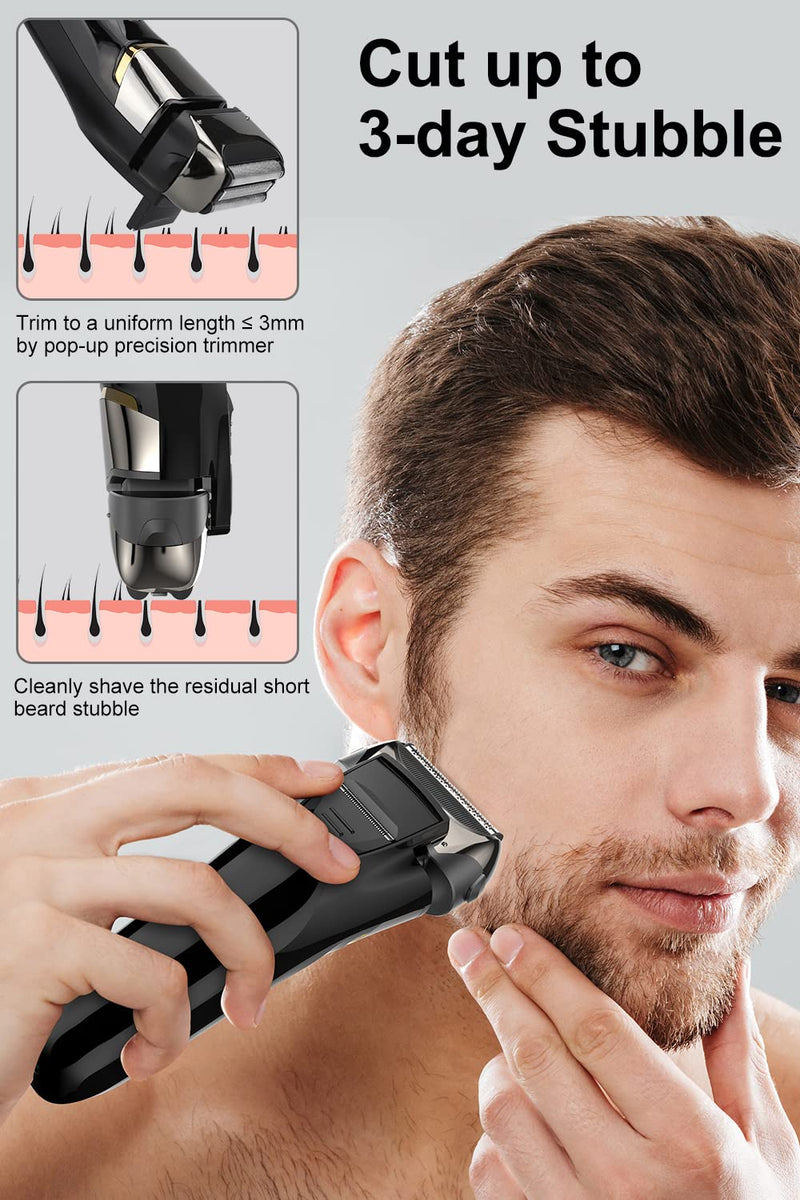 Men'S Electric Razor With 3 Flexible Blades & Travel Case, Electric Shaver With Precision Trimmer, Wet/Dry Shaver, 99 Minutes Running Time, Led Display, Gifts For Men - NewNest Australia