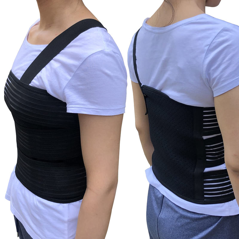 Rib Belt Chest Binder for Broken Injury Ribs, Elastic Rib Brace Compression Support to Reduce Rib Cage Pain, Breathable Chest Protector Wrap for Cracked, Fractured, Dislocated and Post-Surgery Ribs (S (25" to 33")) S (25" to 33") - NewNest Australia