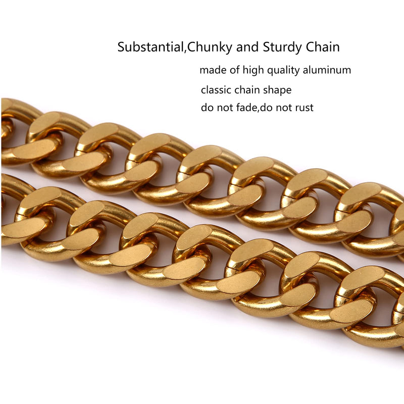 25 Inch Trendy Chunky Metal Chain Purse Handle Shoulder Strap Replacement for Handbag (Antique Gold) Antique Gold - NewNest Australia