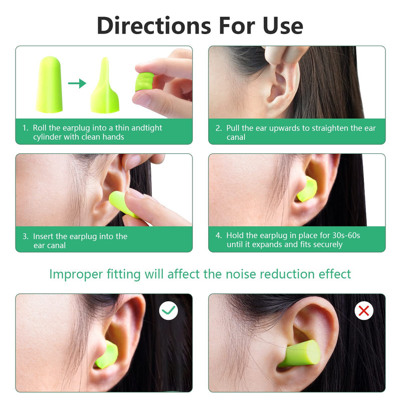 Acwoo Ear Plugs, 60 Pairs Of Ear Protection, Foam Plugs, Noise Canceling Ear Plugs For Sleeping, Reusable Ear Plugs For Sleeping, Loud Sounds, Snoring (Yellow) - NewNest Australia