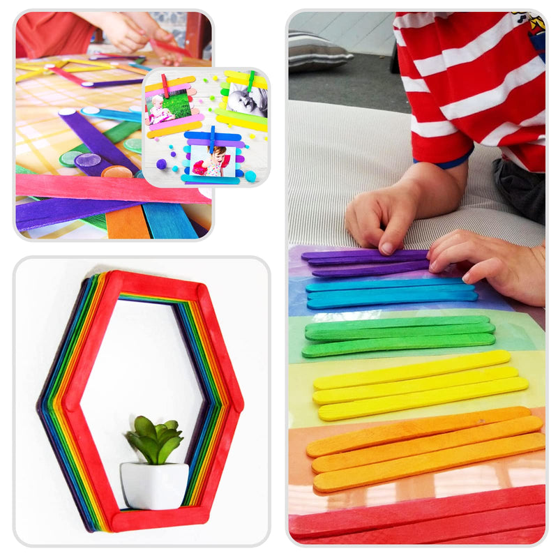 120 Pcs 6” Colored Jumbo Wooden Craft Sticks, Rainbow Wooden Popsicle Sticks, Wide Lollipop Sticks, Treat Sticks Ice Pop Sticks fir Creative Designs or Kids Education, Home Art Projects - NewNest Australia