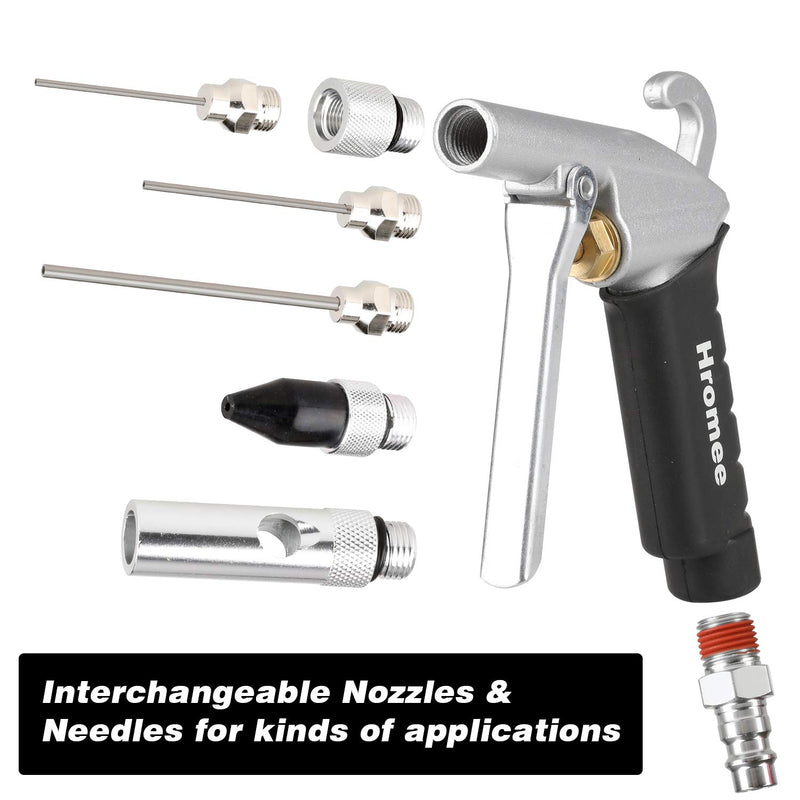Hromee High Flow Air Blow Gun Kit with Interchangeable Nozzles Inflation Needles and 6-Ball Aluminum 1/4 Inch V-Type Couplers and Plugs 13 Pieces Air Compressor Accessories Tool Dust Cleaning Gun - NewNest Australia