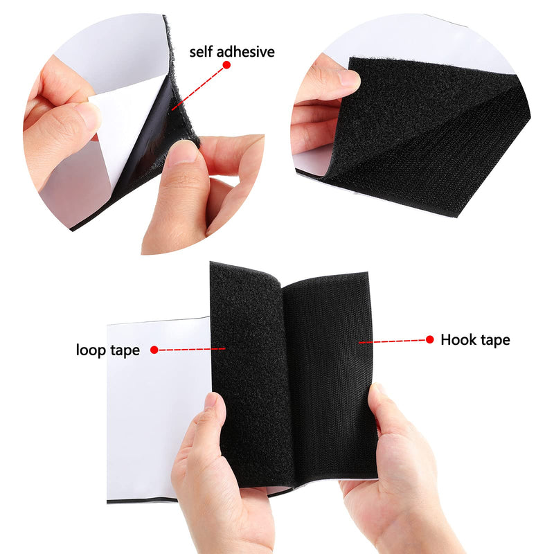 Hook and Loop Tape Double Sided Hook and Loop Tape with Adhesive Back Fastener Strip Reusable Double Side Hook Roll Sticky Glue Nylon Patch, Black (6 Inch Width 1 Yard Length) 6 Inch Width 1 Yard Length - NewNest Australia