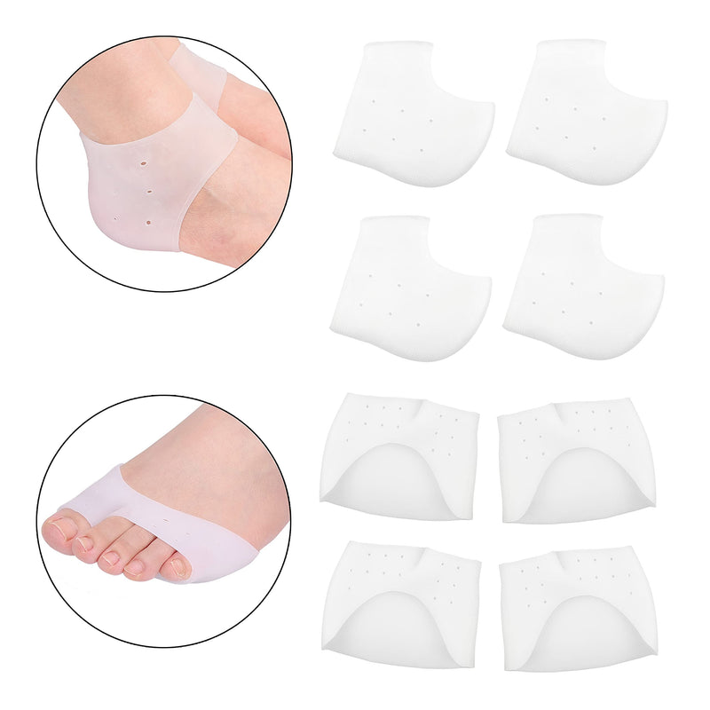 Soft Silicone Sleeves - For the Heel and Ball of Your Foot - 2 Pairs of Each - Offers Protection, Comfort and Grip - Ideal for Pain/Friction/Pressure Relief - Sole/Heel Support - Adjustable Size Gel Foot Heel and Forefoot Pads - NewNest Australia